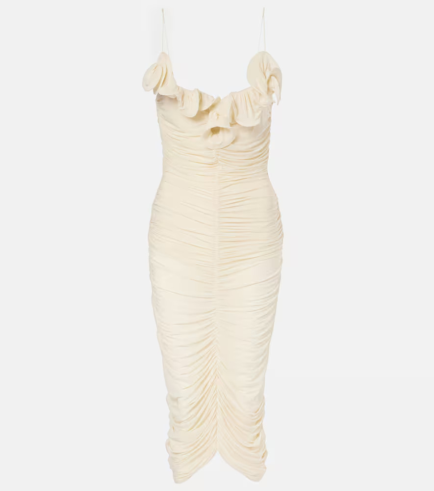 Magda Butrym Semi-sheer ruched jersey midi dress | Mytheresa (US/CA)