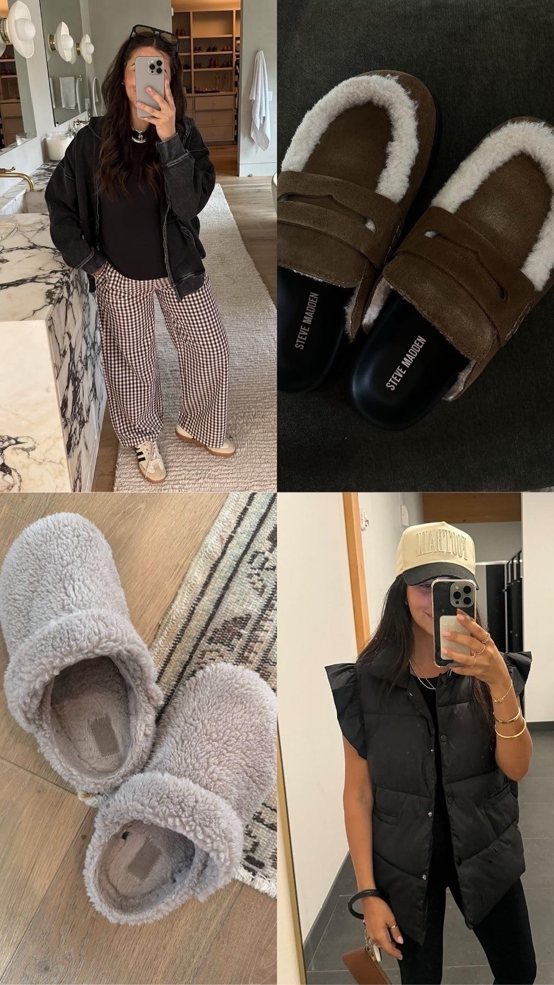 Some of my neutral fashion faves! shoes 

tts gingham pants: medium 
vest: medium 
jacket: medium 

Fuzzy slippers, cozy slippers, amazon cozy, fall fashion, Nashville, mom of 3, Dede Raad, dress up buttercup

#LTKFindsUnder100 #LTKFindsUnder50