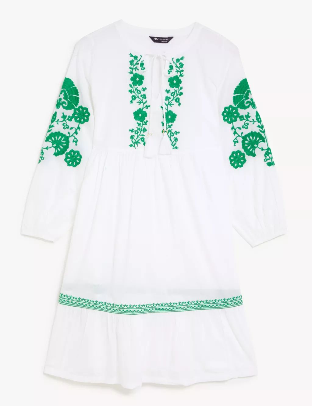 Pure Cotton V-Neck Mini Tiered Dress | Marks & Spencer (UK)