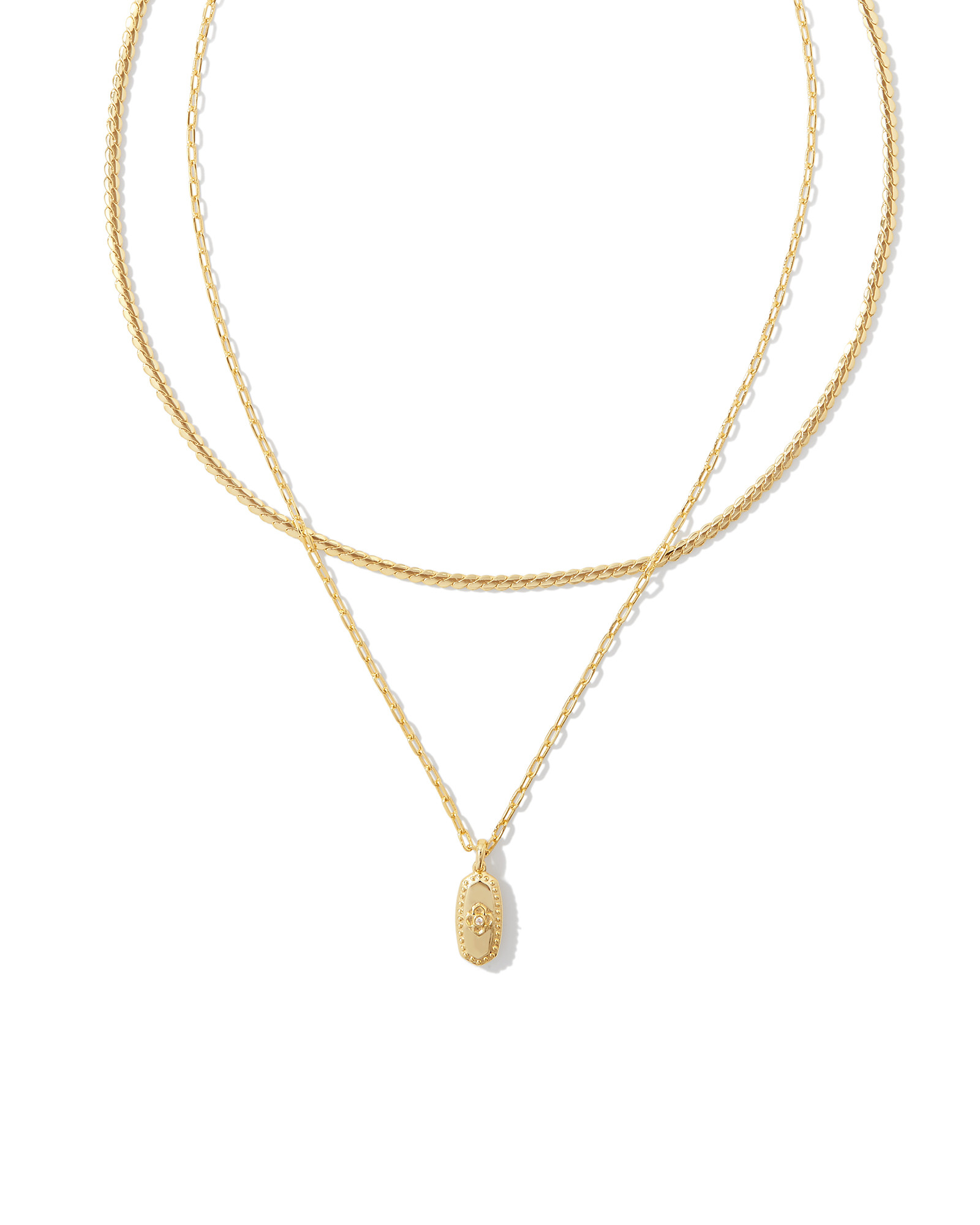 Rue Gold Multi Strand Necklace in White Crystal | Kendra Scott | Kendra Scott