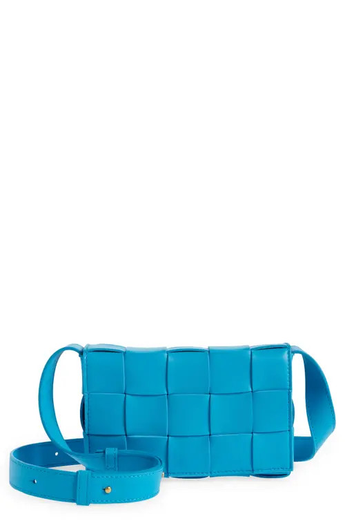 Bottega Veneta Small Intrecciato Leather Cassette Crossbody Bag in 4619 Pool-Gold at Nordstrom | Nordstrom