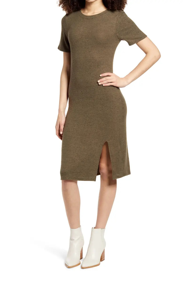Slit Heathered T-Shirt Dress | Nordstrom
