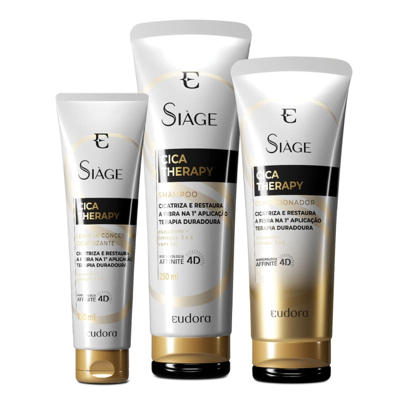 Combo Siàge Cica-Therapy: Shampoo 250ml + Condicionador 200ml + Leave-In 100ml | Eudora | Eudora (BR)