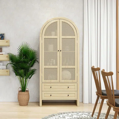 Arched Storage Cabinet with 2 Drawers and Adjustable Shelves | Wayfair North America