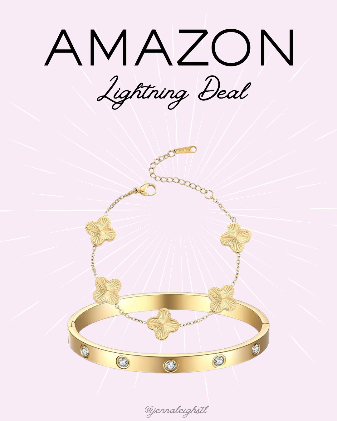 Run to this Amazon Lightning Deal. 18K gold plated clover bracelet set and it’s giving designer vibes. 

 #LTKSaleAlert #LTKWorkwear