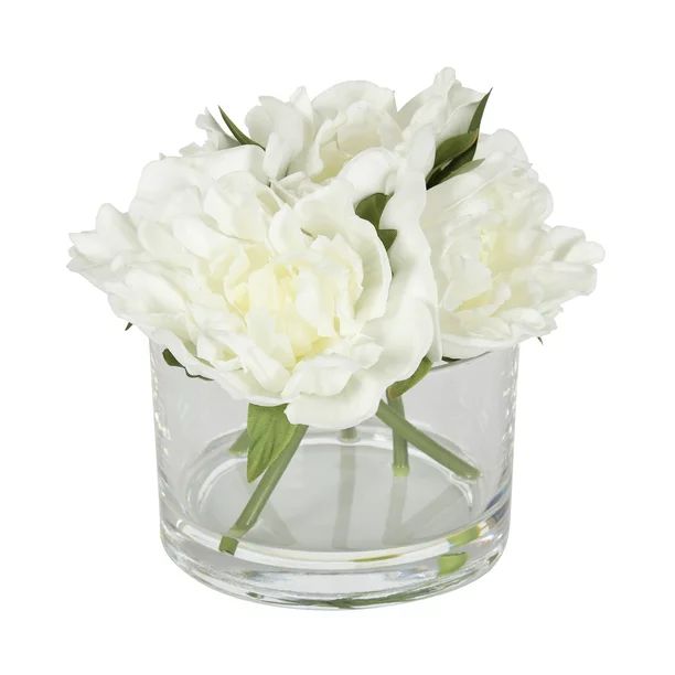 Better Homes & Gardens 7" Real Touch Faux White Peonies Flowers with Illusion Water - Walmart.com | Walmart (US)