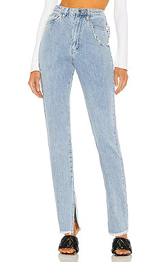 WeWoreWhat Slit Hem Jean in Blue Light Wash from Revolve.com | Revolve Clothing (Global)