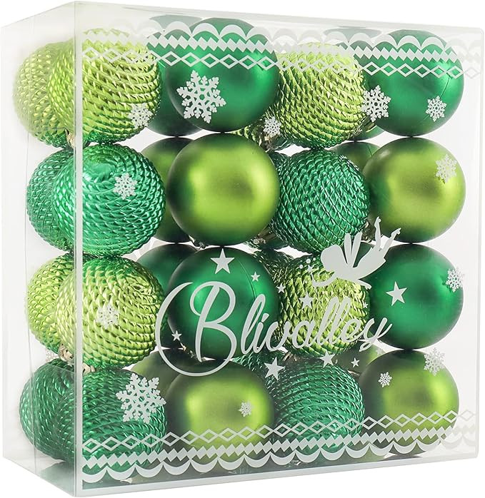 Blivalley 60mm/2.36" 32pcs Christmas Ball Ornaments Shatterproof Christmas Decoration for Xmas Tr... | Amazon (US)