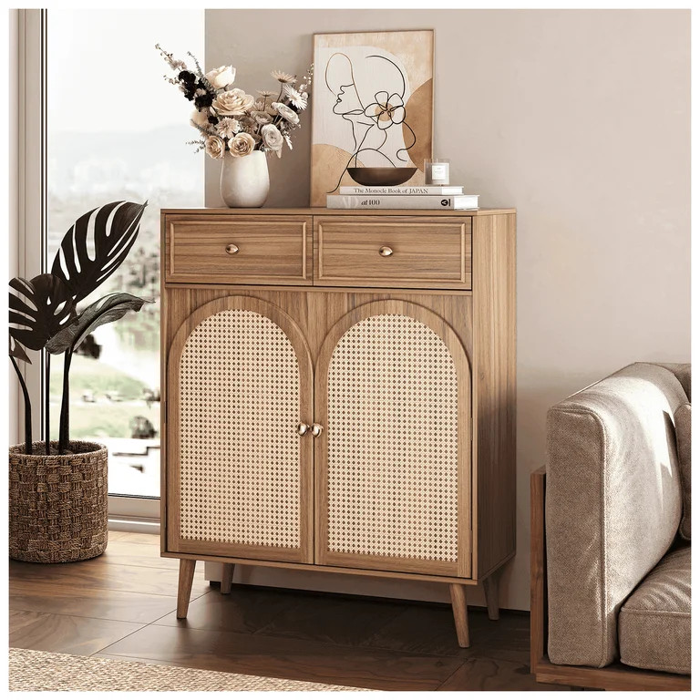 JOINICE Boho Sideboard Cabinet with Drawers and Adjustable Shelf,Small coffee bar,for Living Room... | Walmart (US)