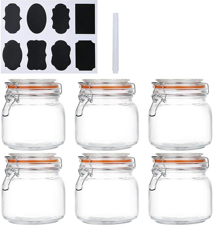 Encheng 25 oz Glass Jars With Airtight Lids And Leak Proof Rubber Gasket,Wide Mouth Mason Jars Wi... | Amazon (US)