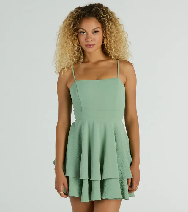 Divine Cutie Tie Back Ruffled Skater Dress | Windsor Stores