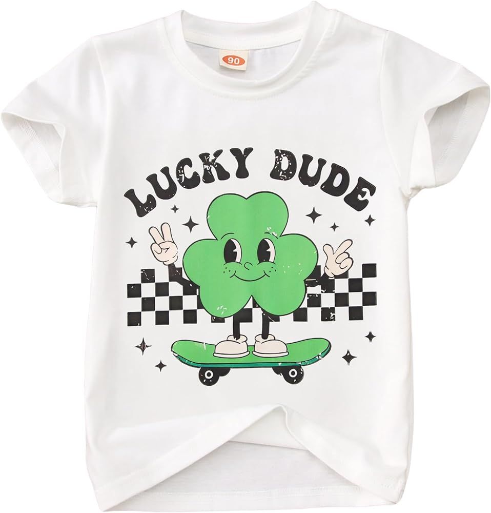 SOFEON Lucky Dude T-Shirt Toddler Boys Girls St Patricks Day Shirts Shamrock Outfits Clover Tees ... | Amazon (US)