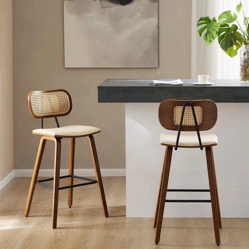 Upholstered Rattan Counter & Bar Stool | Wayfair North America