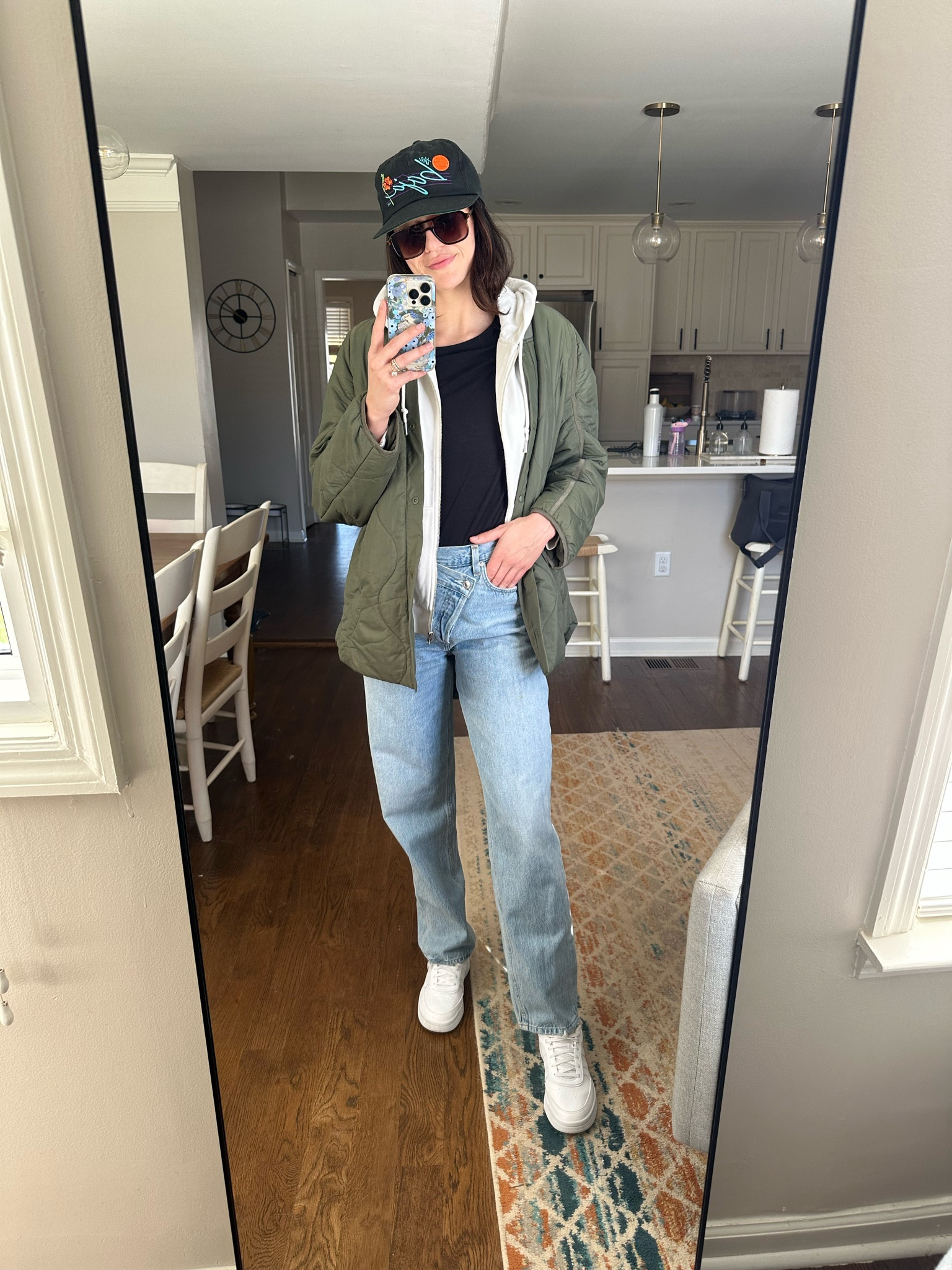 Layering jackets adds some jazz to a simple tshirt and jeans outfit. When layering pick contrasting fabrics like this sweatshirt/cotton and a quilted jacket.

#LTKstyletip #LTKFind #LTKSeasonal