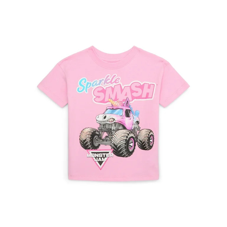 Monster Jam Toddler Girls Sparkle Smash Graphic Tee, Sizes 12M-5T | Walmart (US)