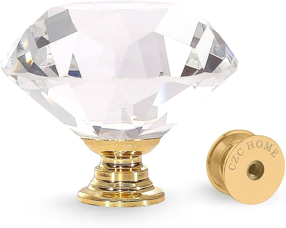 CZC HOME 10 PCS Diamond Crystal Glass Pull Handle Cabinet Knobs Cupboard Drawers Cabinet Dresser ... | Amazon (US)
