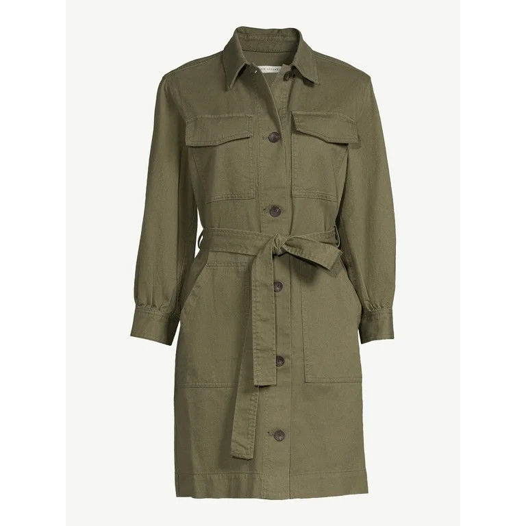 Free Assembly Women's Belted Utility Mini Dress with Long Sleeves, Sizes XS-XXL | Walmart (US)