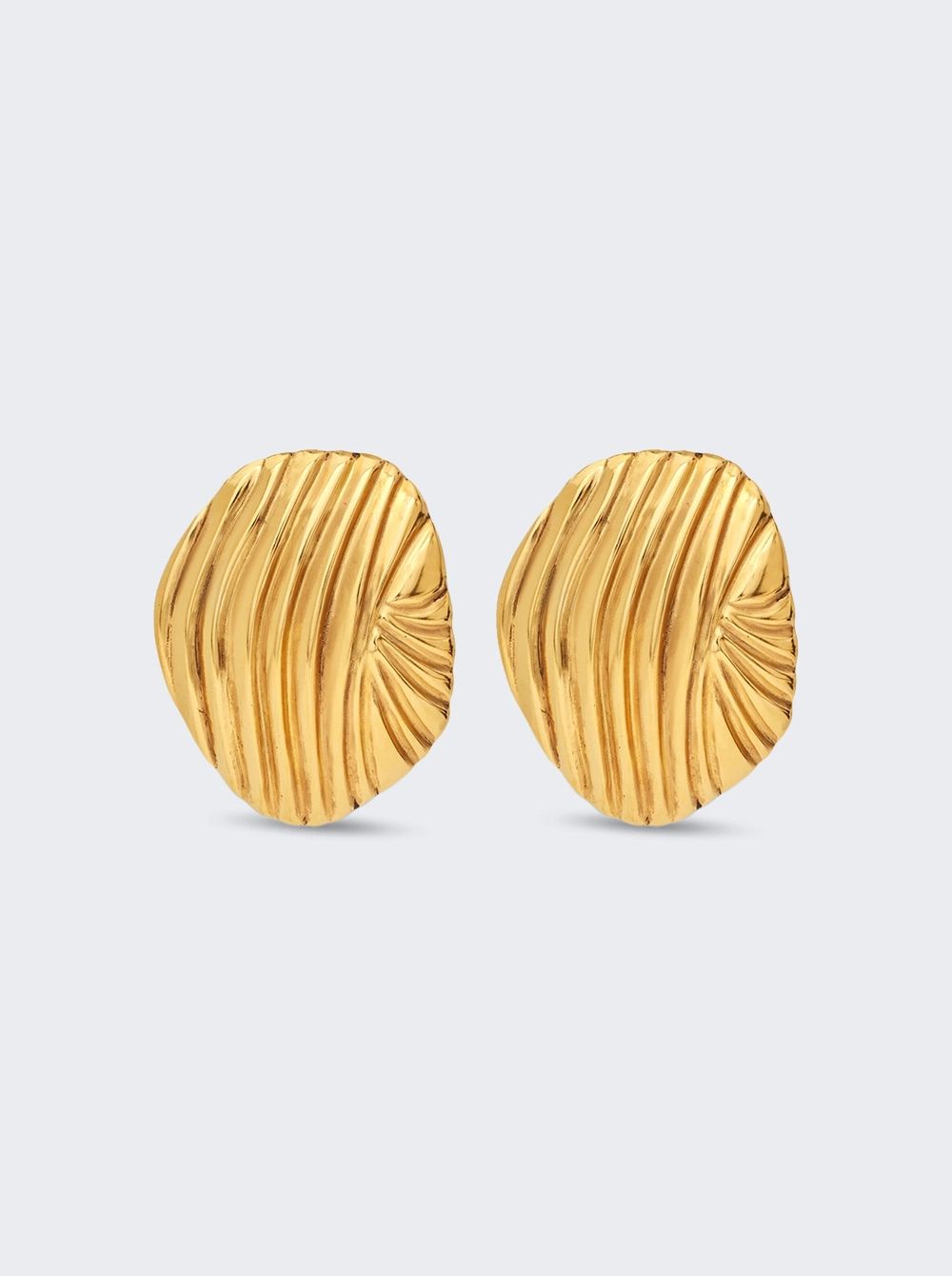 Oversized Groove Textured Clip-on Earrings Gold  | The Webster | The Webster