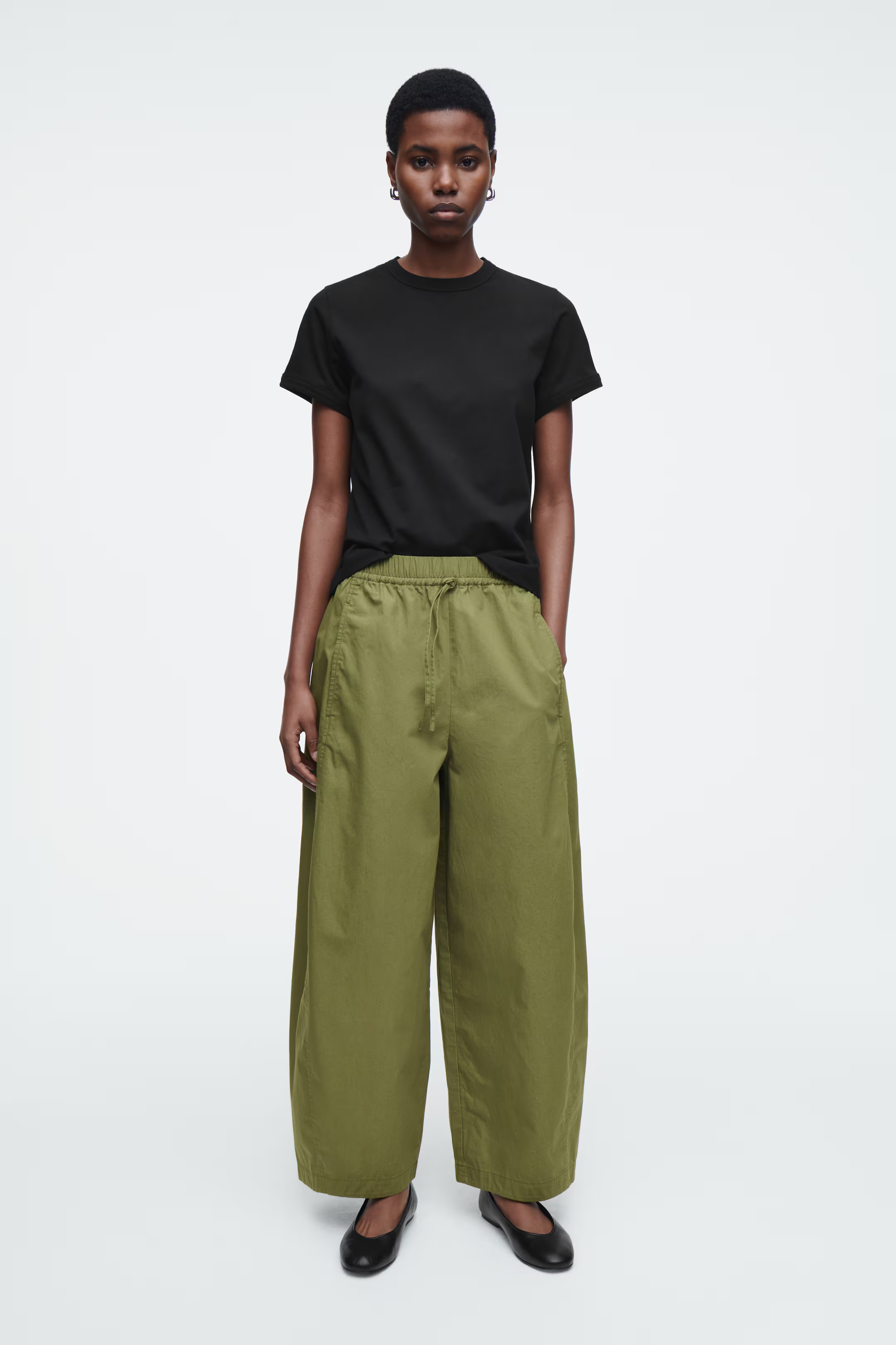 ELASTICATED BARREL-LEG TROUSERS | H&M (UK, MY, IN, SG, PH, TW, HK)