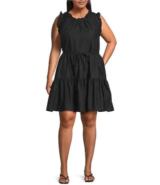 Skies Are Blue Plus Size Ruffle Ladder Lace Baby Doll Mini Dress | Dillard's | Dillard's