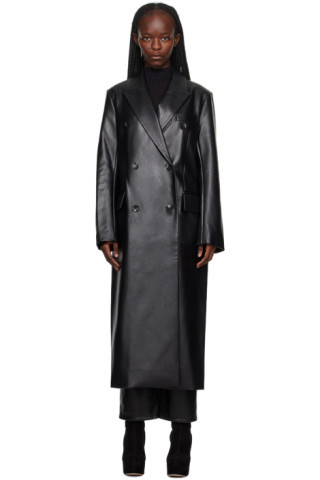 Stand Studio - Black Raquel Faux-Leather Coat | SSENSE
