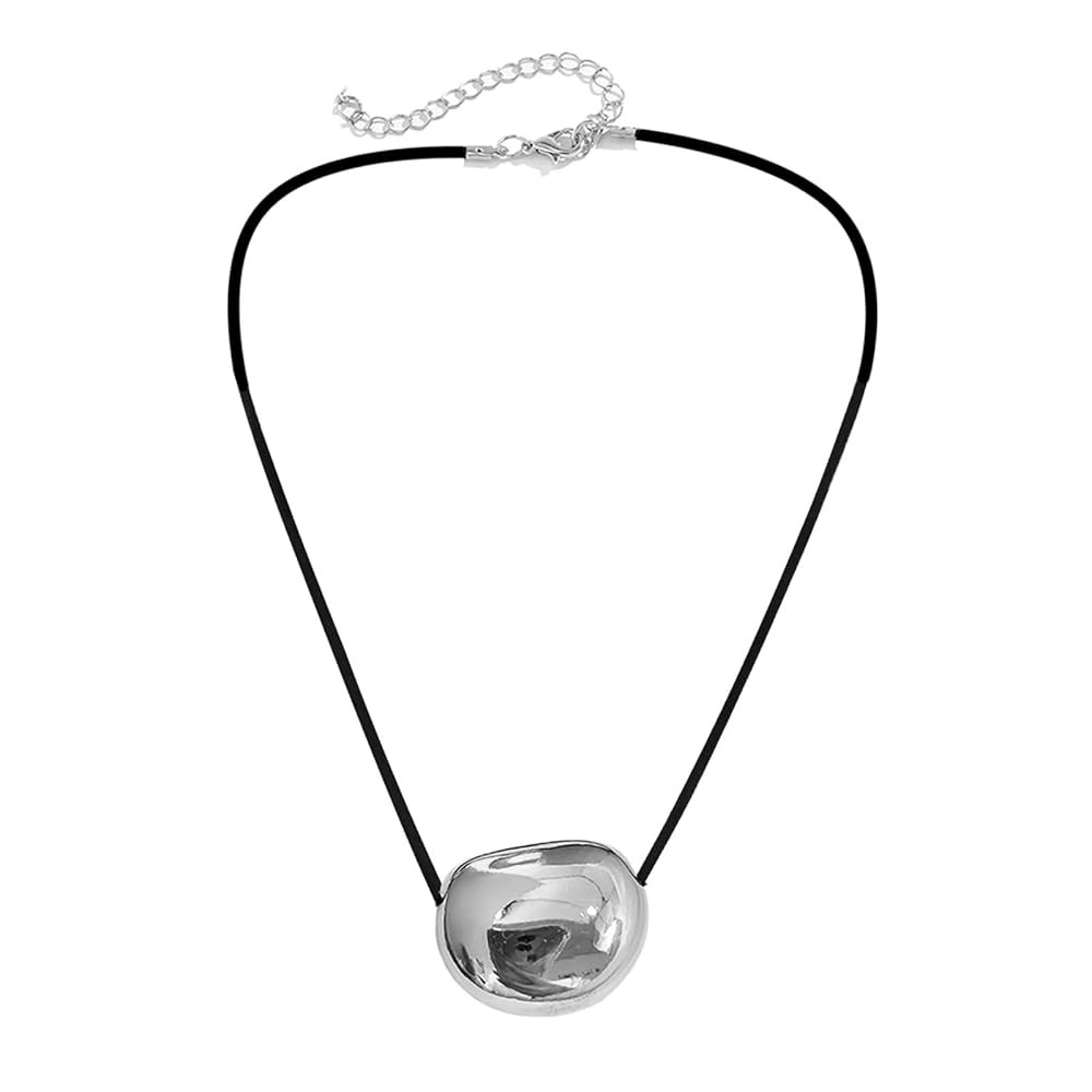 Oval Bead Clavicle Chain Fashionable Geometric Pendant Necklace | Amazon (US)