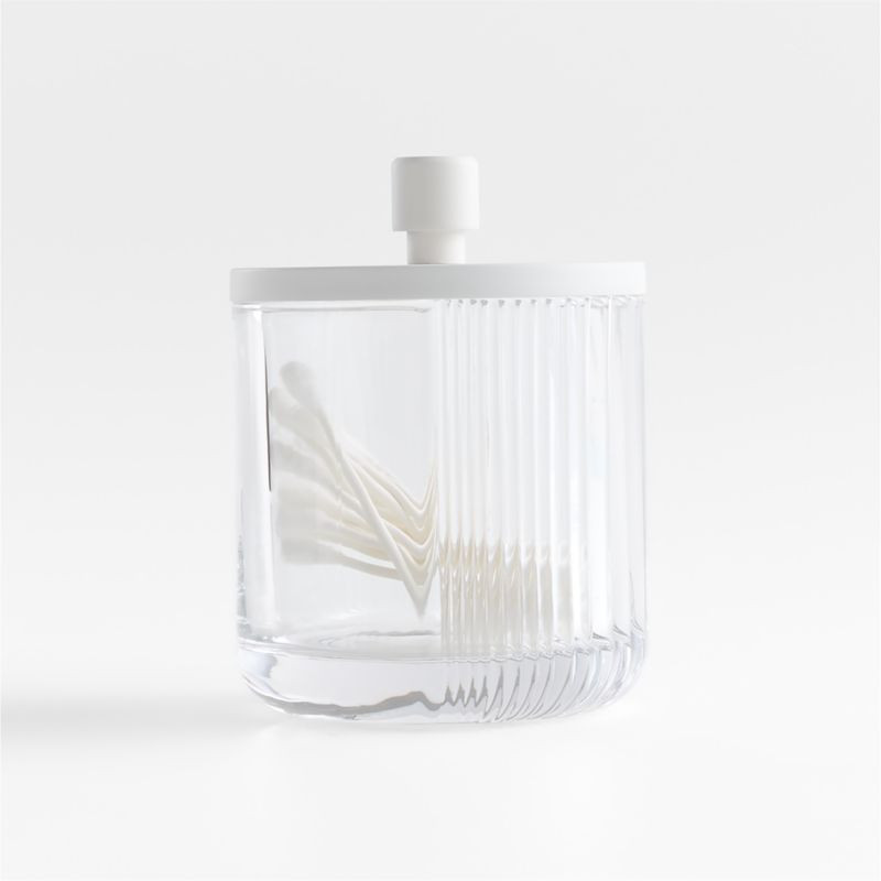 Ribbed White Glass Canister Small | Crate and Barrel | Crate & Barrel