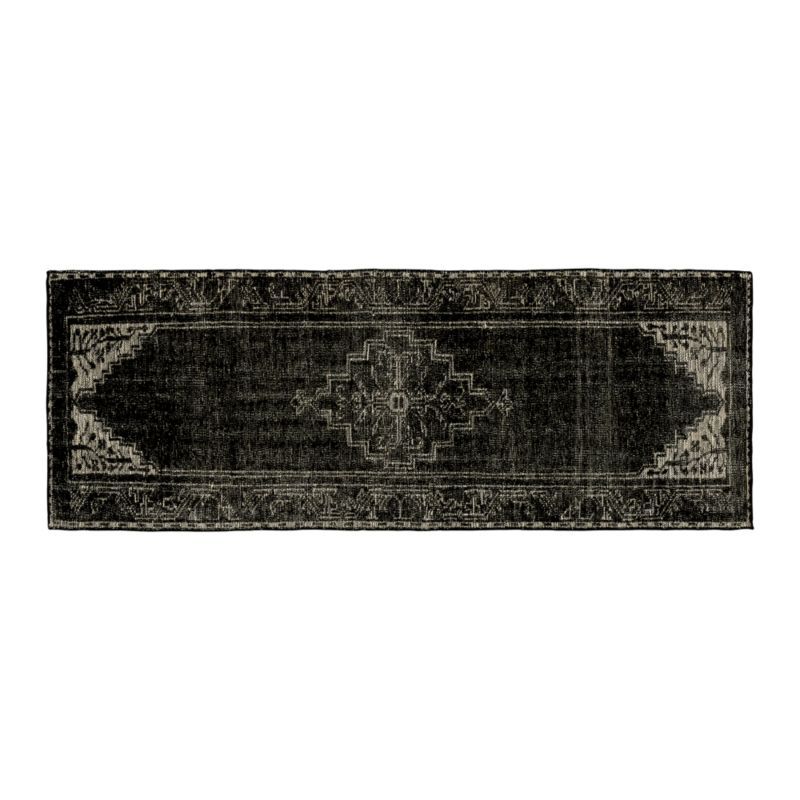 Anice Black Hand Knotted Oriental-Style Runner Rug 2.5'x7' + Reviews | Crate & Barrel | Crate & Barrel
