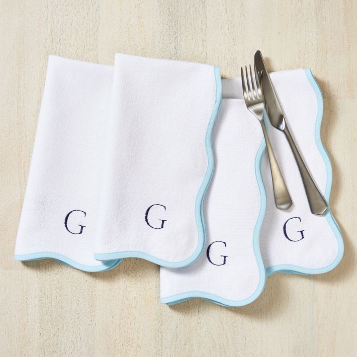 Bordered Scalloped Napkins, Set of 4 | Mark and Graham