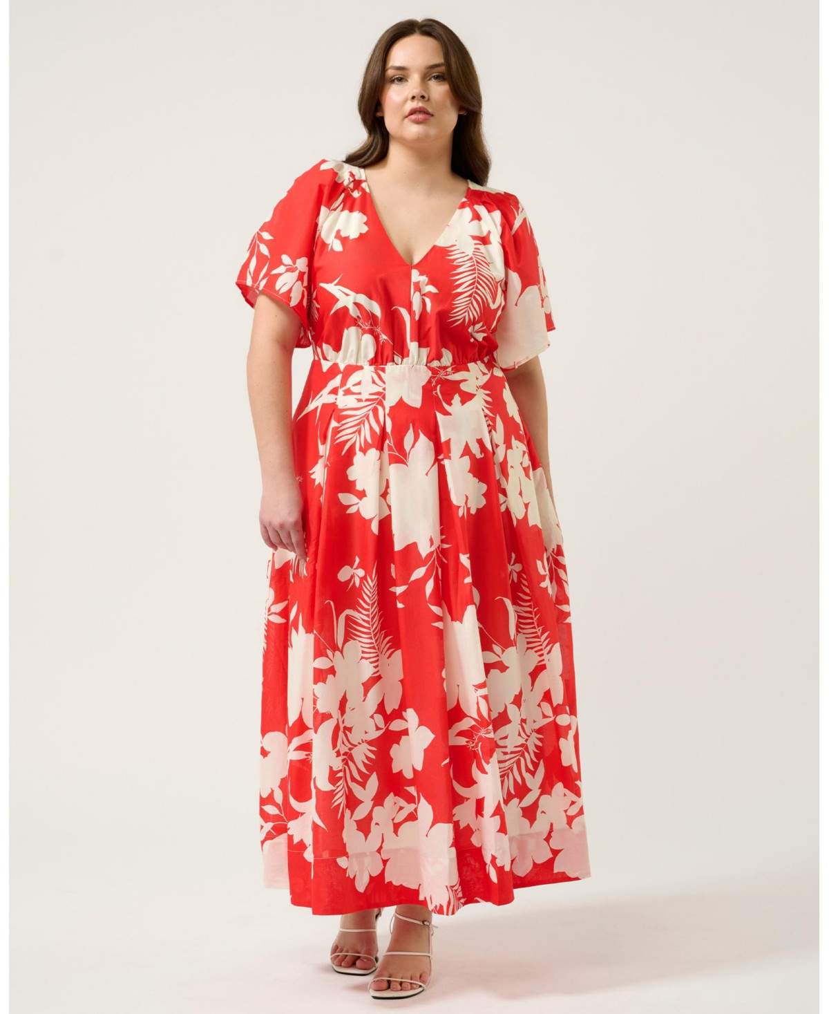 Estelle Solstice Pleated Maxi Dress - Poppy red/cream | Macy's