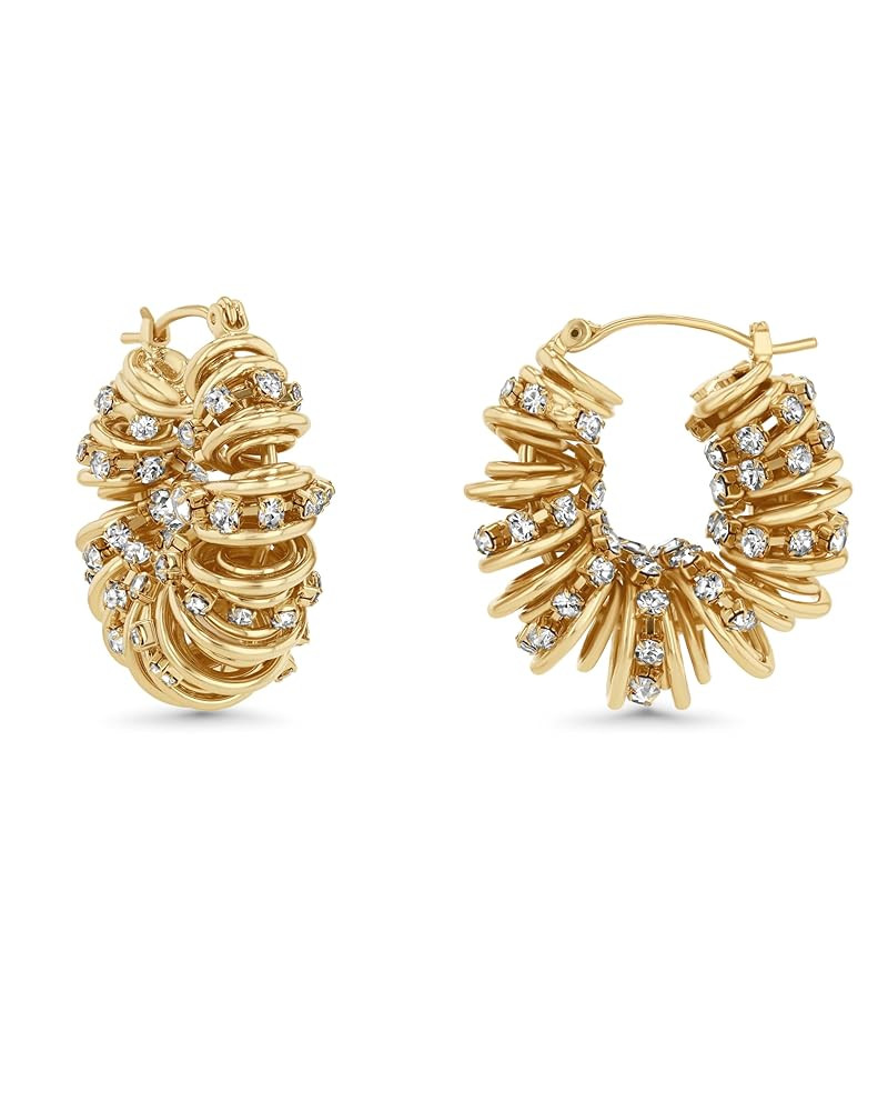 Chunky Gold Hoop Earrings with CZ - Dangle, Statement, Drop & Small Hoops - Women's Gold Jewelry | Amazon (US)