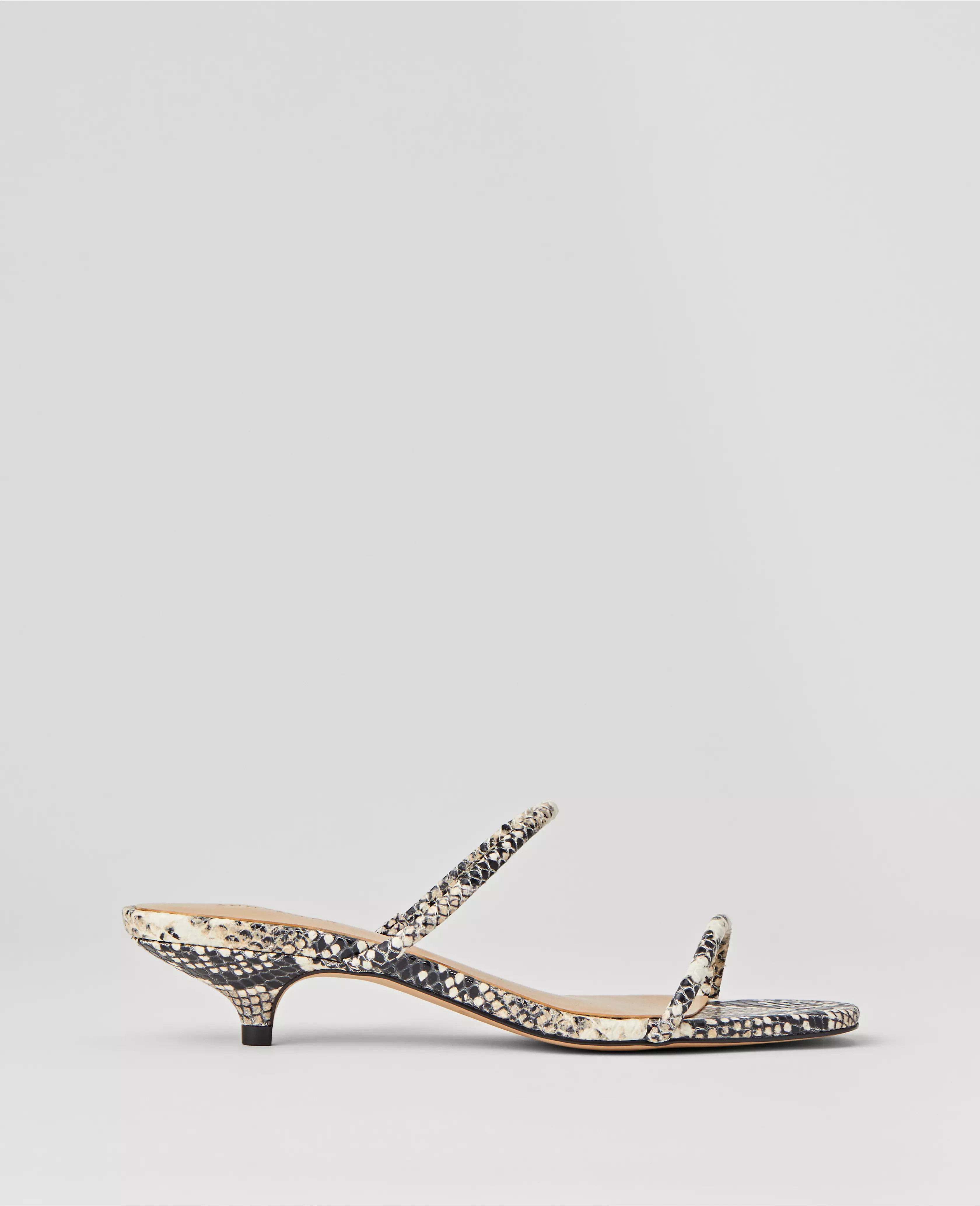 Snake Print Double Strap Block Heel Sandals | Ann Taylor