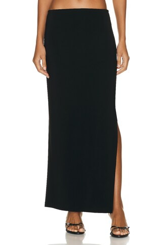 Norma Kamali Side Slit Long Skirt in Black | FWRD 