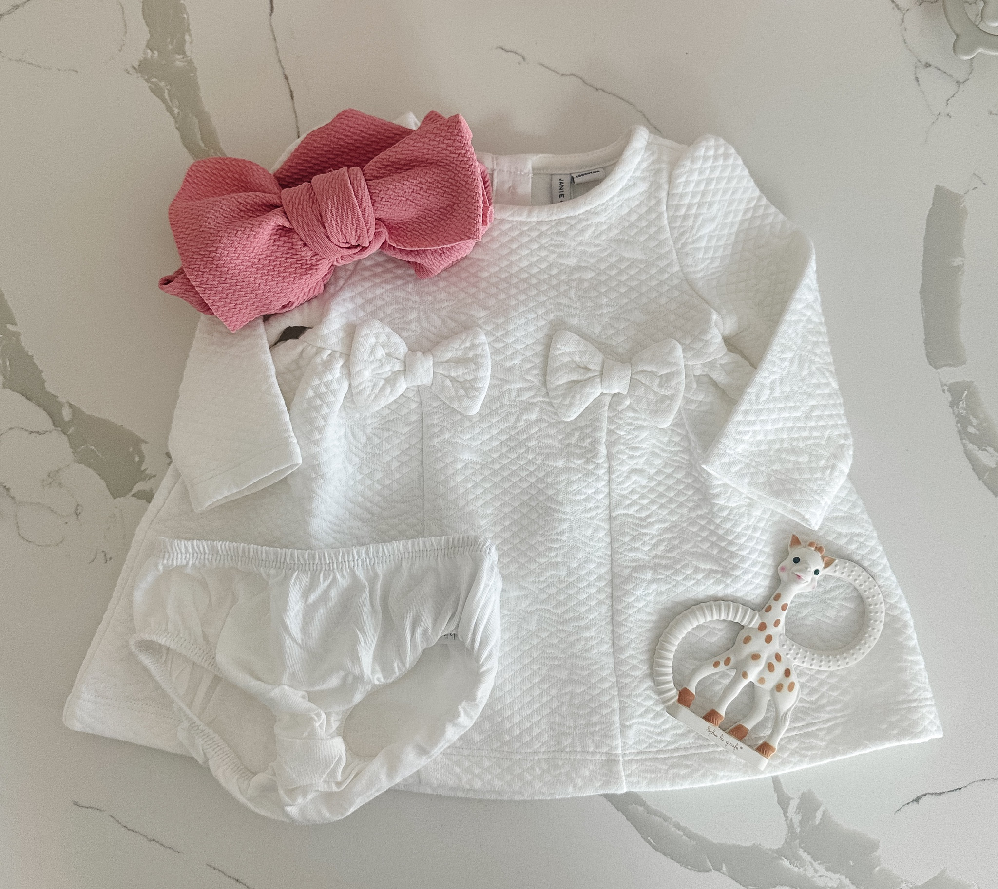 Adorable baby girl quilted bow dress paired with giant pink bow. Dress goes up to sizing of 24 months and is so pretty for the holidays  

#LTKbaby #LTKstyletip