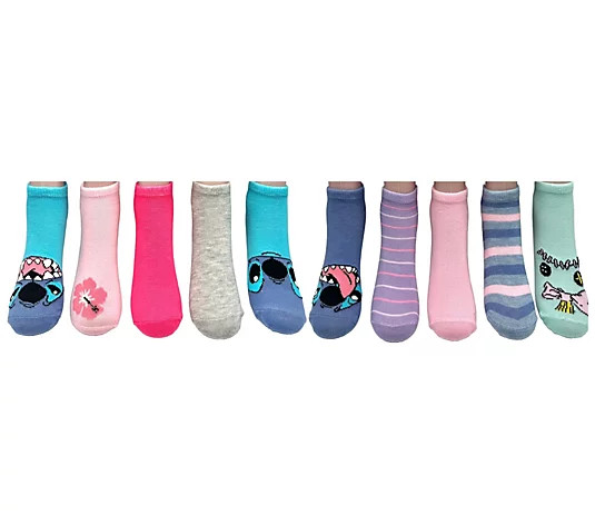 Disney Lilo & Stitch Girl's No-Show Sock Set -10 Pair - QVC.com | QVC