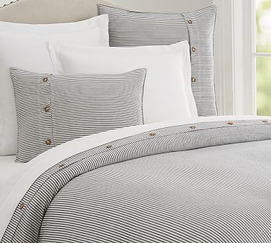 Wheaton Stripe Cotton Duvet Cover & Shams - Gray | Pottery Barn (US)