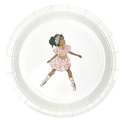Anna + Pookie 8ct White & Pink Ballerina Large Disposable Paper Party Plates | Target