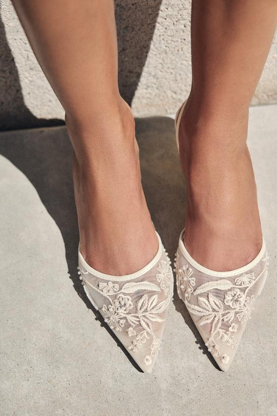 EMBROIDERED MESH SLINGBACKS | Zara US