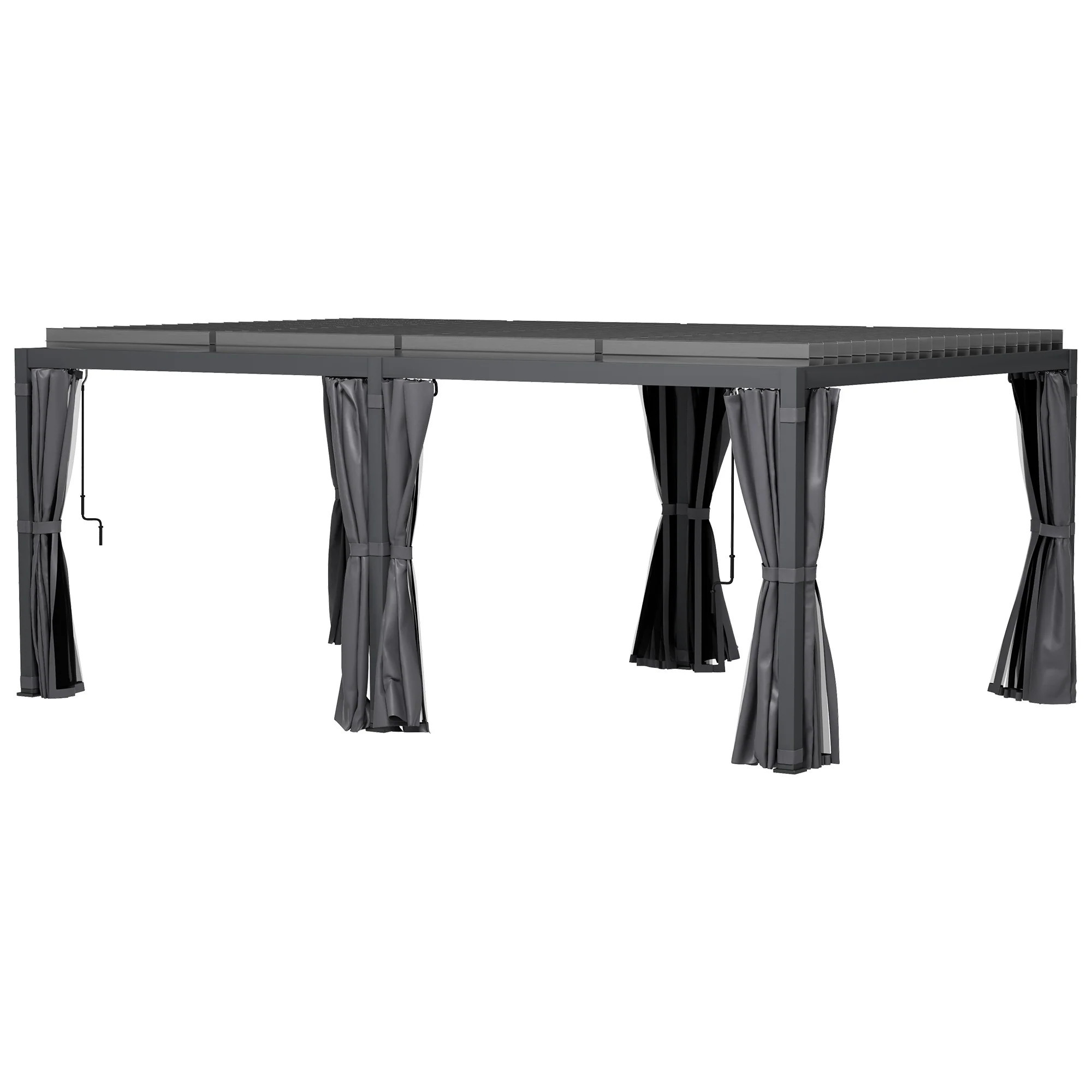12x19 Outdoor Louvered Pergola with Privacy Curtains | Shop Simon