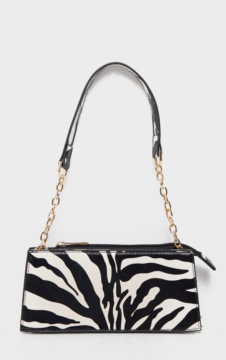 Zebra Chain Handle 90s Shoulder Bag | PrettyLittleThing UK