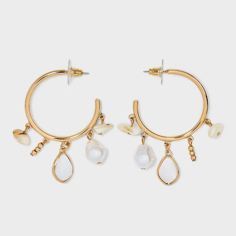 Hoop Earrings with Sealife Charms - A New Day™ Gold | Target