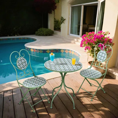 Outdoor Bistro Set-2 Person Metal Ceramic Outdoor Bistro Set-2 Person Metal Ceramic Top Patio Dining Set with Round Table Patio Dining Set with Round | Wayfair North America