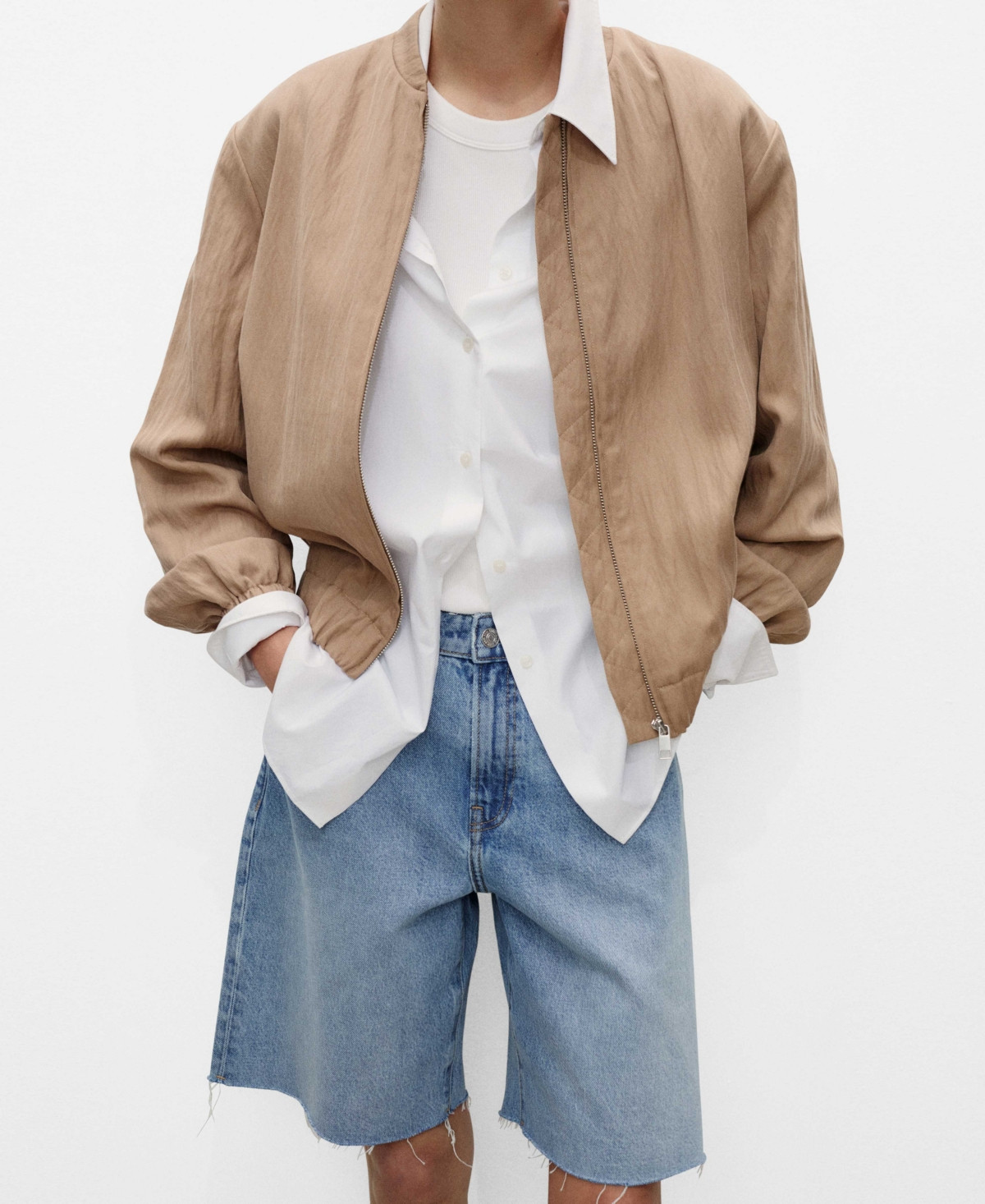 Mango Women's Frayed Hem Denim Bermuda Shorts - Medium Blue | Macy's