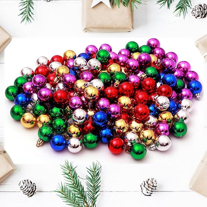 144 PCS/1.18 inch Christmas Tree Ornaments, Christmas Ball Decoration Set Color Mixing（Red Gree... | Amazon (US)