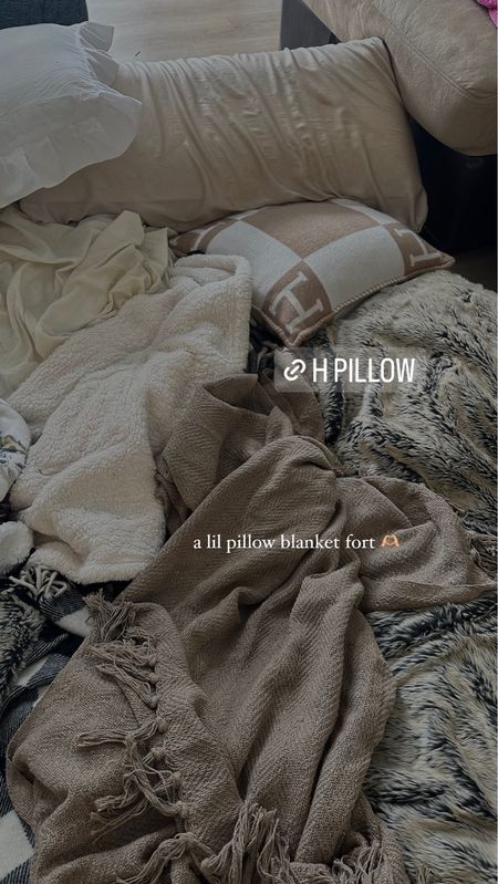 H inspired pillows and blankets 
Pillow blanket fort 

#LTKhome #LTKfindsunder100 #LTKfamily