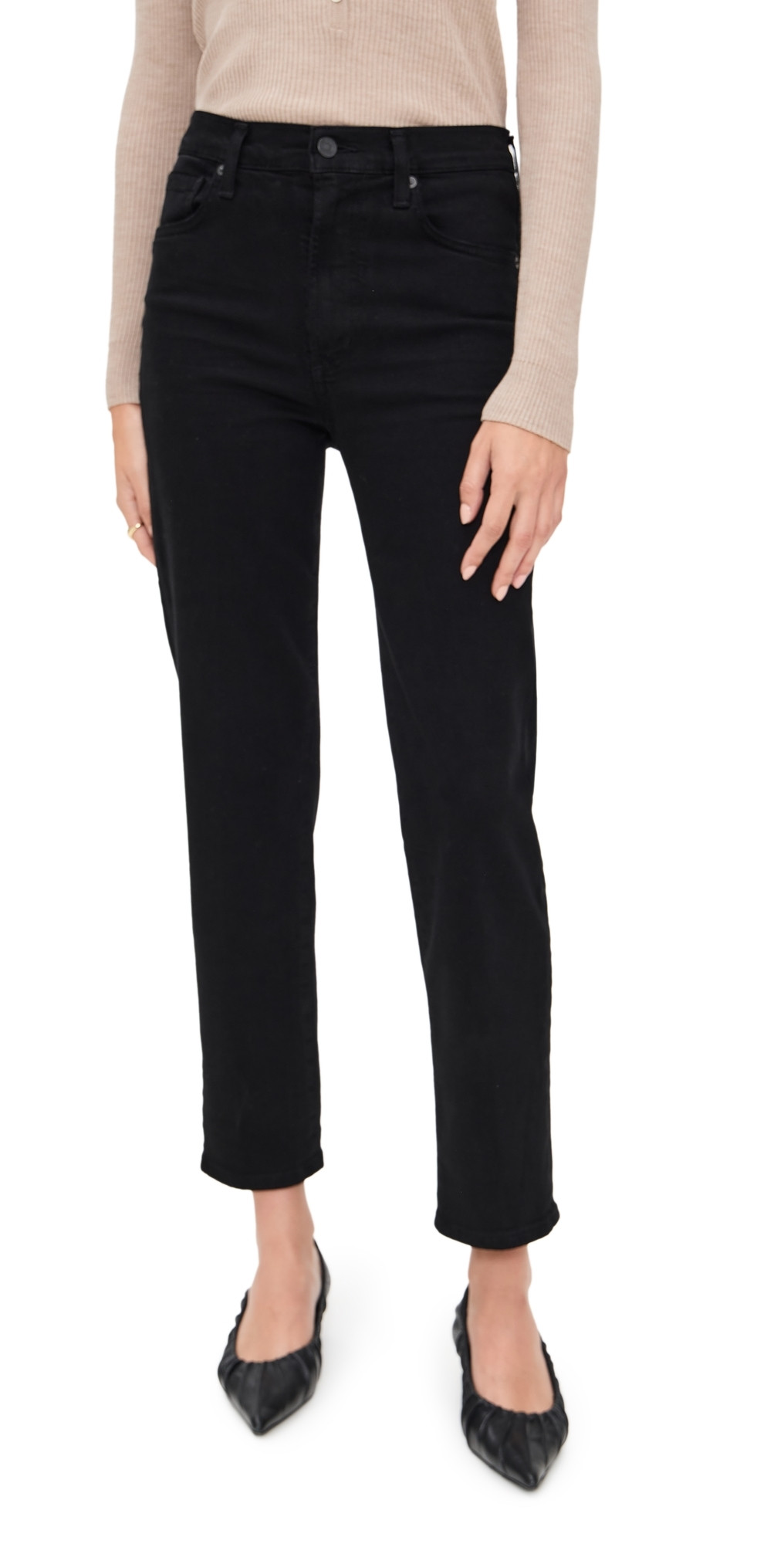Citizens of Humanity Caia High Rise Straight Jeans Plush Black 23 | Shopbop