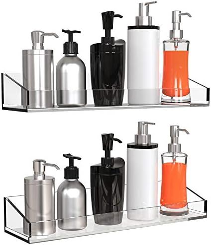 Amazon.com: Vdomus Acrylic Bathroom Shelves, Wall Mounted No Drilling Thick Clear Storage & Displ... | Amazon (US)