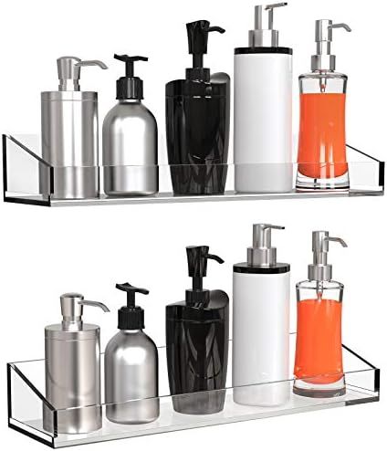 Vdomus Acrylic Bathroom Shelves, Wall Mounted No Drilling Thick Clear Storage & Display Shelving,... | Amazon (US)