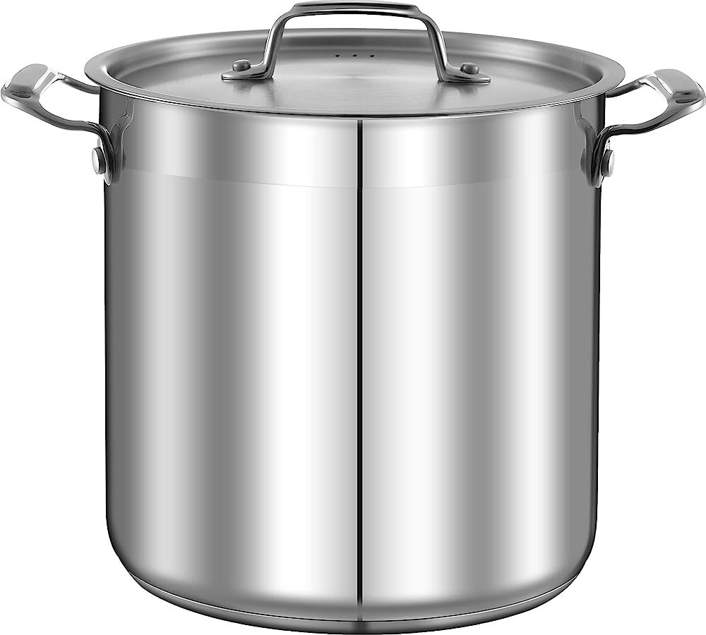 NutriChef Stainless Steel Cookware Stockpot - 20 Quart, Heavy Duty Induction Pot, Soup Pot With S... | Amazon (US)