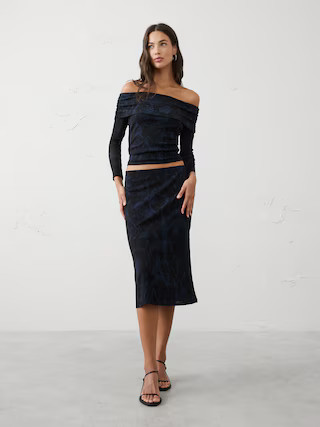 Off-Shoulder Mesh Top | Banana Republic Factory